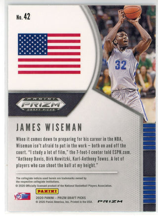 James Wiseman 2020-21 Panini Prizm Draft Picks Green Prizm Rookie Card #42