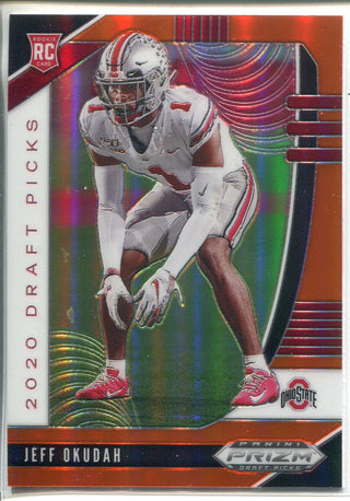 Jeff Okudah 2020 Panini Prizm Draft Picks Orange Rookie Card