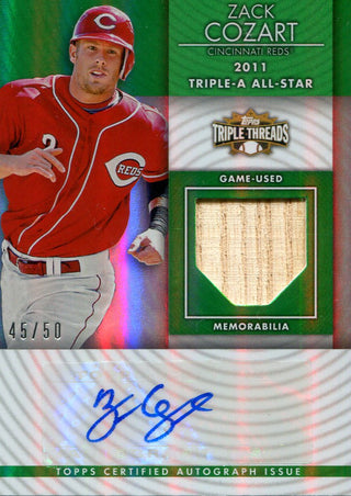 Zack Cozart Autographed Triple Threads Topps Card #45/50