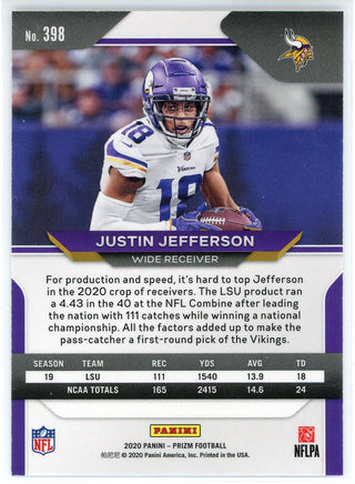 Justin Jefferson 2020 Panini Prizm Rookie Card #398