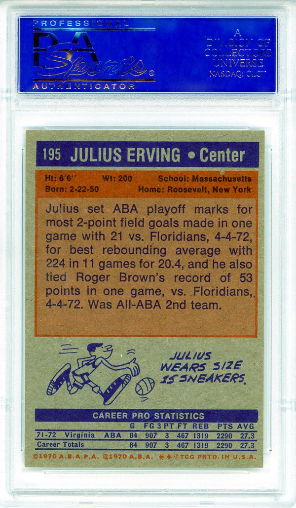 Julius Erving 1972 Topps Rookie Card #195 (PSA NM-MT 8)