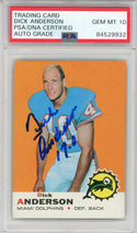 Dick Anderson "17-0" Autographed 1969 Topps Card #59 (PSA Auto 10)