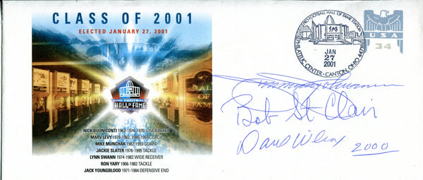 Jimmy Johnson, Bob St. Clair, and Dave Wilcox Autographed Pro Football Hall of Fame Class of 2001 Envelope
