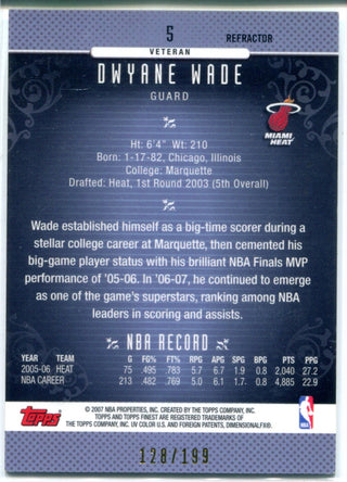 Dwyane Wade 2007 Topps Finest Green Refractor Card #128/199
