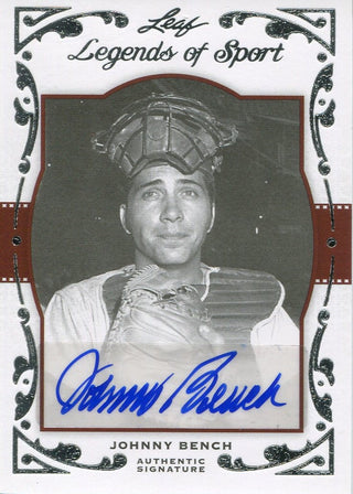 Johnny Bench Autographed 2011 Leaf Legends of Sport Card 01/10
