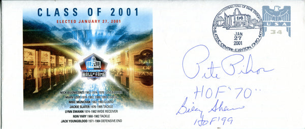 Pete Pihos, and Billy Shaw Autographed Pro Football Hall of Fame Class of 2001 Envelope