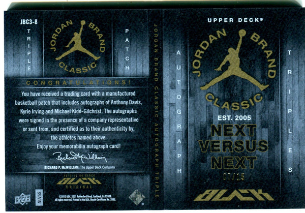 2013 Upper Deck UD3 Jordan Brand Next Versus Next #JBC3-8 Irving/Kidd-Gilchrist/A.Davis Card