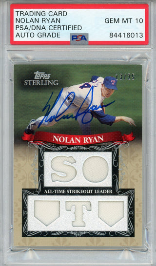 Nolan Ryan Autographed 2009 Topps Sterling Jersey Card (PSA Auto Gem Mint 10)