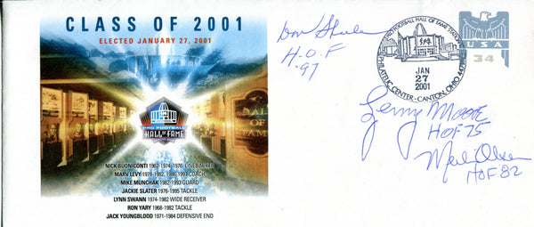 Don Shula, Lenny Moore and Merlin Olsen Autographed Pro Football Hall of Fame Class of 2001 Envelope