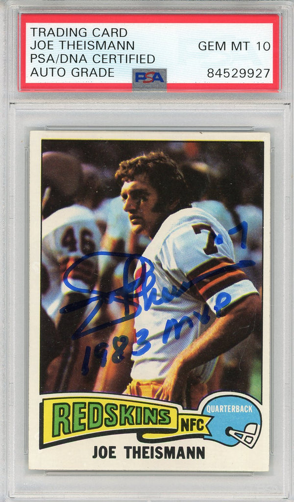 Joe Theismann "1983 MVP" Autographed 1975 Topps Card #416 (PSA Auto 10)