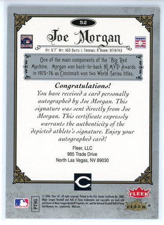 Joe Morgan Autographed 2006 Fleer Greats of the Game Card #52