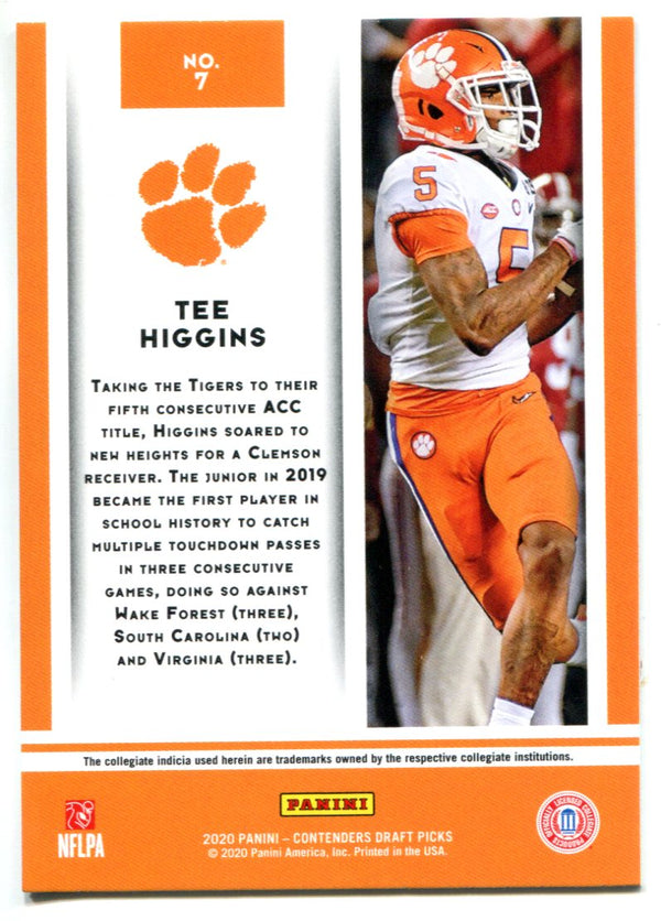 Tee Higgins 2020 Panini Contenders Draft Picks Rookie Card