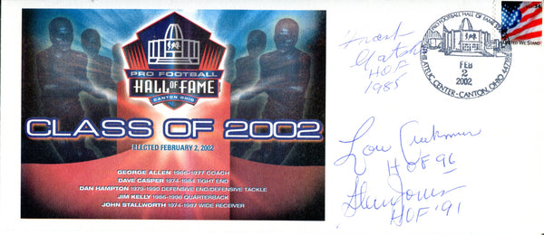 Frank Gatski, Lou Creekman, and Stan Jones Autographed Pro Football Hall of Fame Class of 2002 Envelope