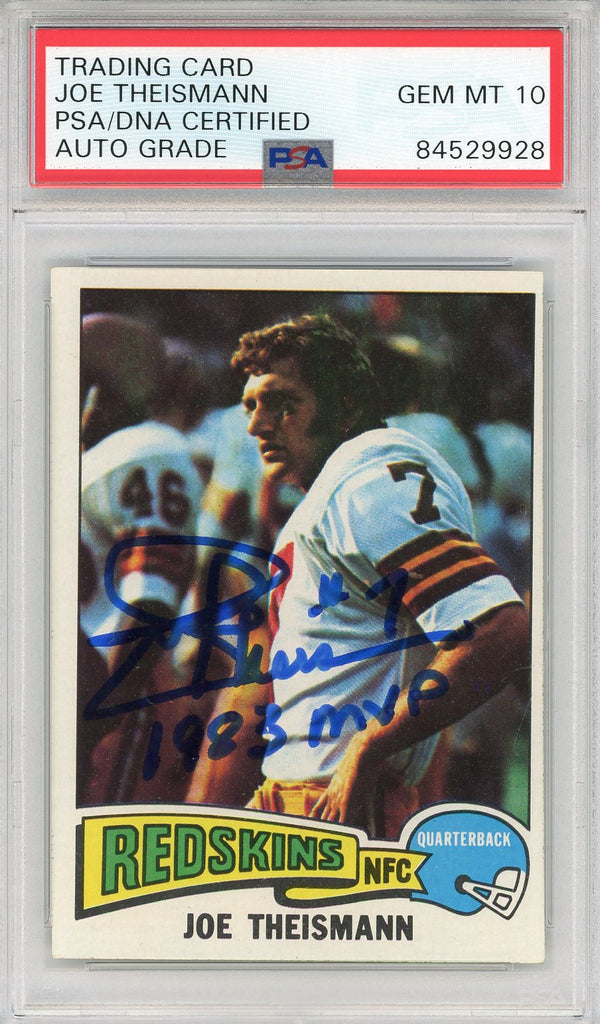 Joe Theismann "1983 MVP" Autographed 1975 Topps Card #416 (PSA Auto 10)