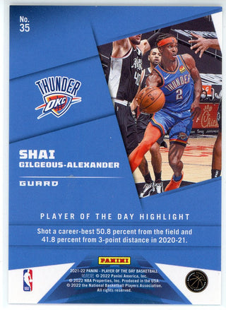 Shai Gilgeous-Alexander 2021-22 Panini Player of the Day Foil Card #35