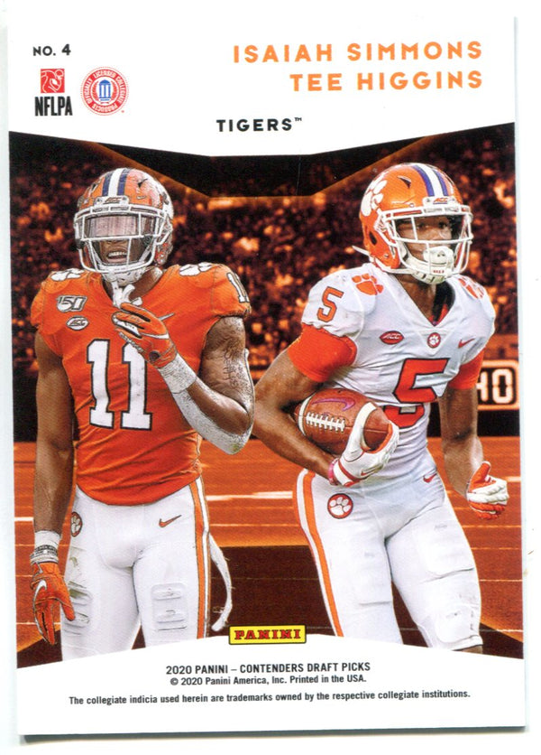 Tee Higgins & Isaiah Simmons 2020 Panini Contenders Draft Picks Rookie Card