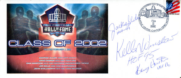 Jackie Slater, Kellen Winslow, and Kenny Houston Autographed Pro Football Hall of Fame Class of 2002 Envelope