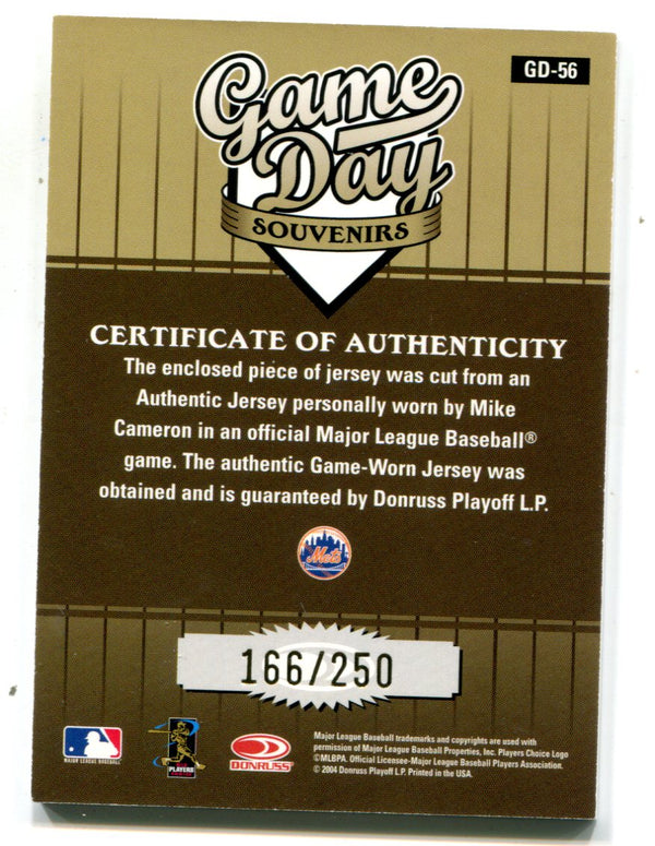 Mike Cameron 2004 Donruss Game Day Souvenirs #GD56 Jersey Card /250