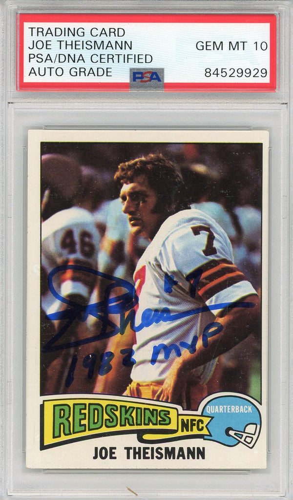 Joe Theismann "1983 MVP" Autographed 1975 Topps Card #416 (PSA Auto 10)