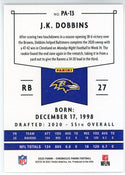 JK Dobbins 2020 Panini Chronicles Rookie Card #PA-13