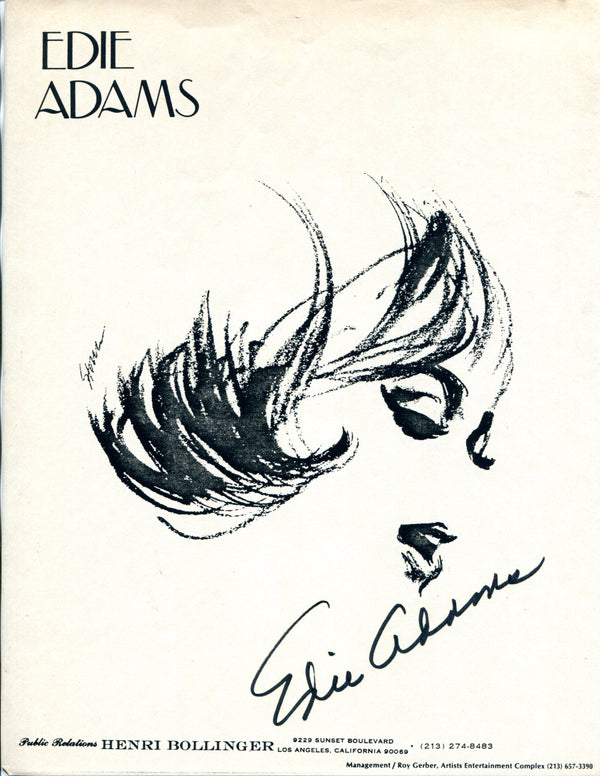 Edie Adams Autographed PR Page