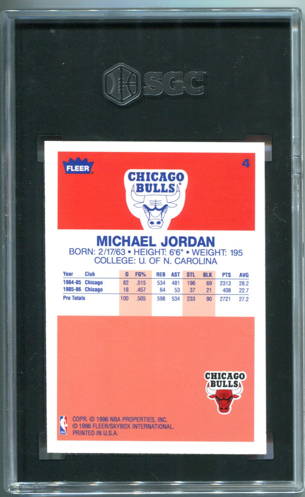 Michael Jordan 1996-97 Fleer #4 Decade Of Excellence Card (SGC 9)