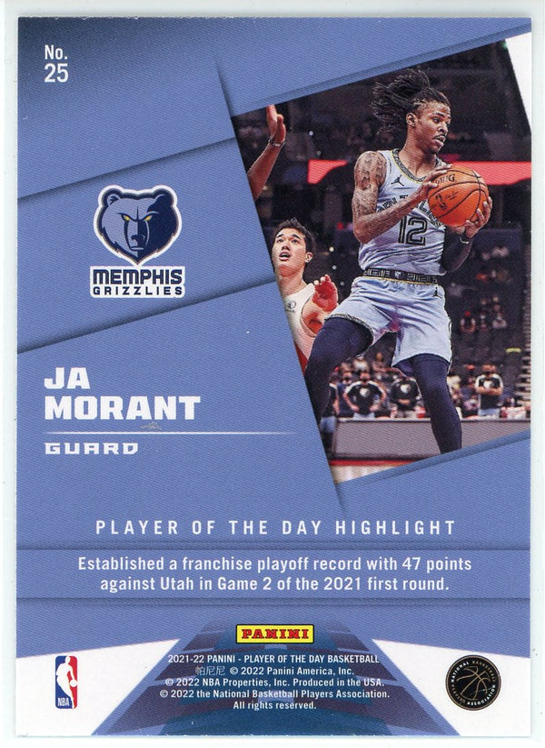 Ja Morant 2021-22 Panini Player of the Day Foil Card #25