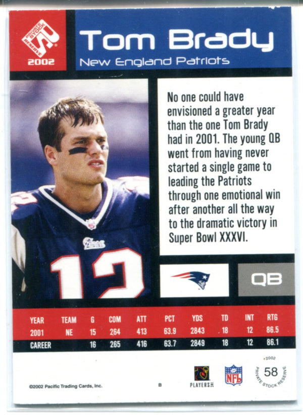 Tom Brady 2002 Pacific Private Stock Reserve Card #58