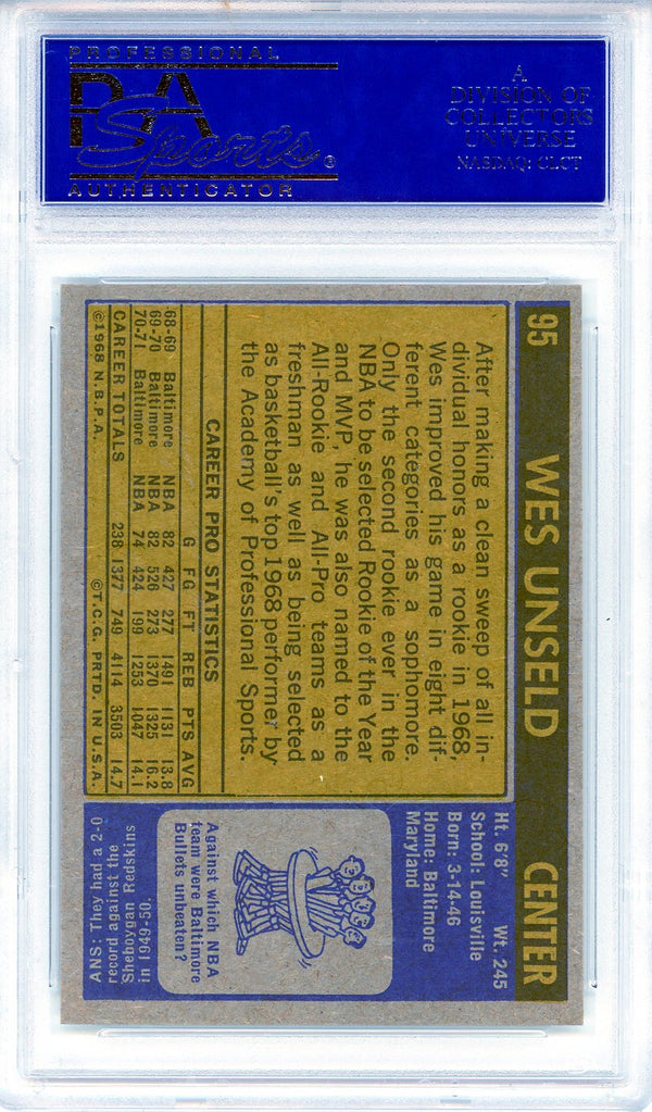 Wes Unseld 1971 Topps Card #95 (PSA Mint 9)