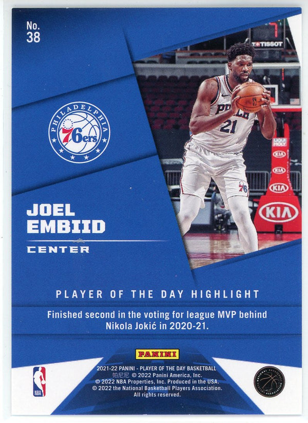 Joel Embiid 2021-22 Panini Player of the Day Foil Card #38