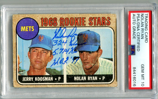 Nolan Ryan / Jerry Koosman 1968 Mets #177  Topps (PSA Auto Mint 10) Card