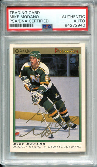 Mike Modano Autographed 1991 O-Pee-Chee Card (PSA)