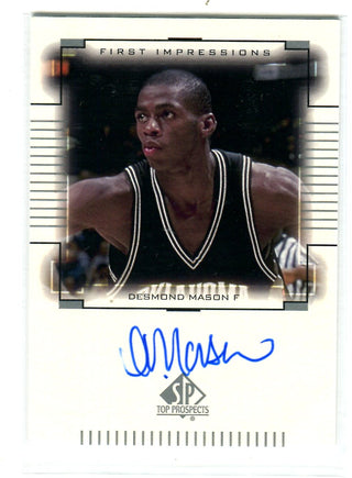 2000 Upper Deck SP Top Prospects Desmond Mason Autographed Card