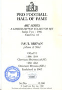 Paul Brown Autographed Goal Line Art Card (JSA)