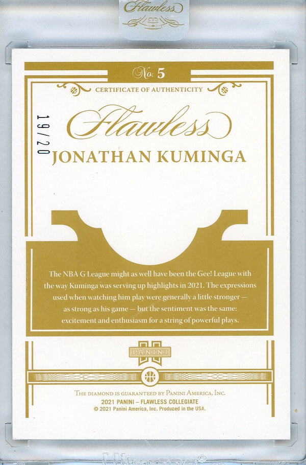 Jonathan Kuminga 2021 Panini Flawless Collegiate Diamond Rookie Card #5