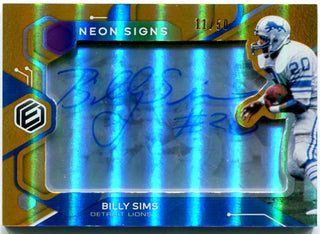 Billy Sims Panini Elements Neon Signs Auto 11/50