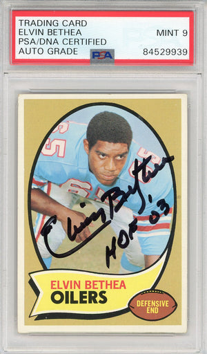 Elvin Bethea "HOF 03" Autographed 1970 Topps Card #43 (PSA Auto 9)