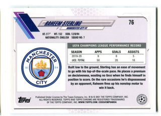 Raheem Sterling 2021 Topps Chrome UEFA Champions League Steve Aoki RC#76