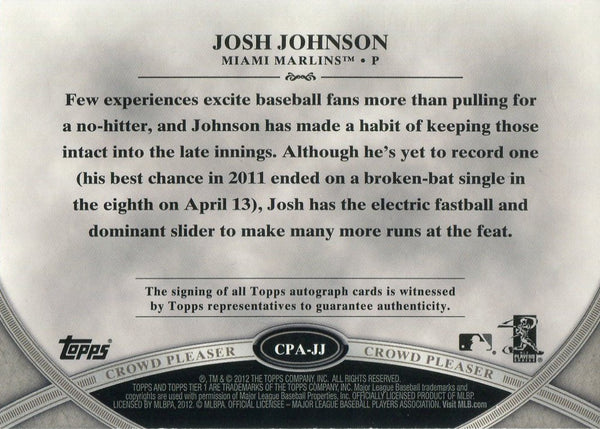 Josh Johnson 2012 Topps Autographed Card