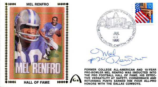 Mel Renfro Autographed First Day Cover (JSA)