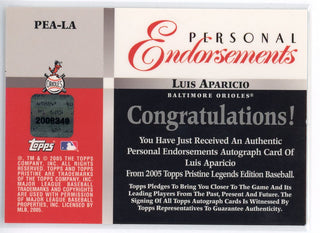 Luis Aparicio Autographed 2005 Topps Pristine Personal Endorsements Card #PEA-LA