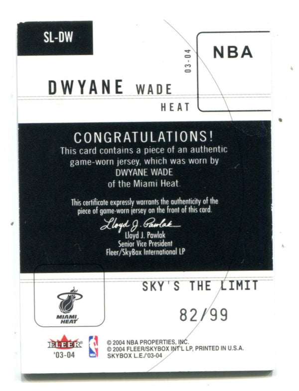 Dwyane Wade 2004 Fleer Skybox Limited Jersey Card #SLDW   /99
