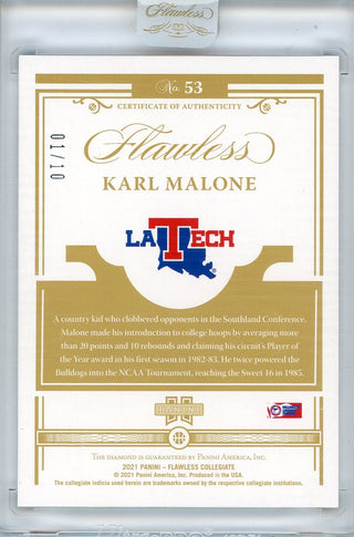 Karl Malone 2021 Panini Flawless Collegiate Diamond Card #53