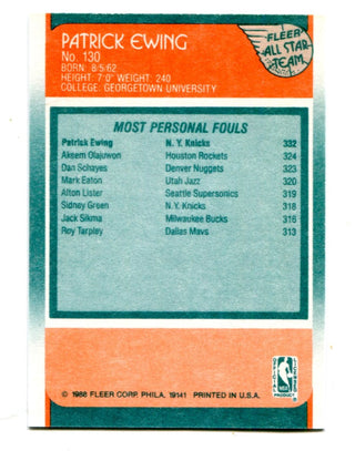 Patrick Ewing 1988 Fleer All-Star #130 Card