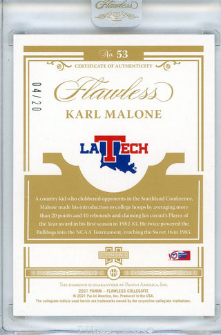 Karl Malone 2021 Panini Flawless Collegiate Diamond Card #53