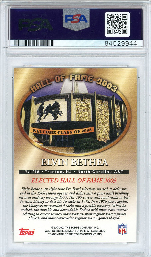 Elvin Bethea "HOF 03" Autographed 2003 Topps Card (PSA Auto 9)