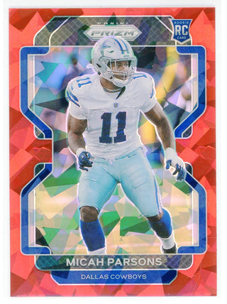 Micah Parsons 2021 Panini Prizm Red Cracked Ice Rookie Card #382