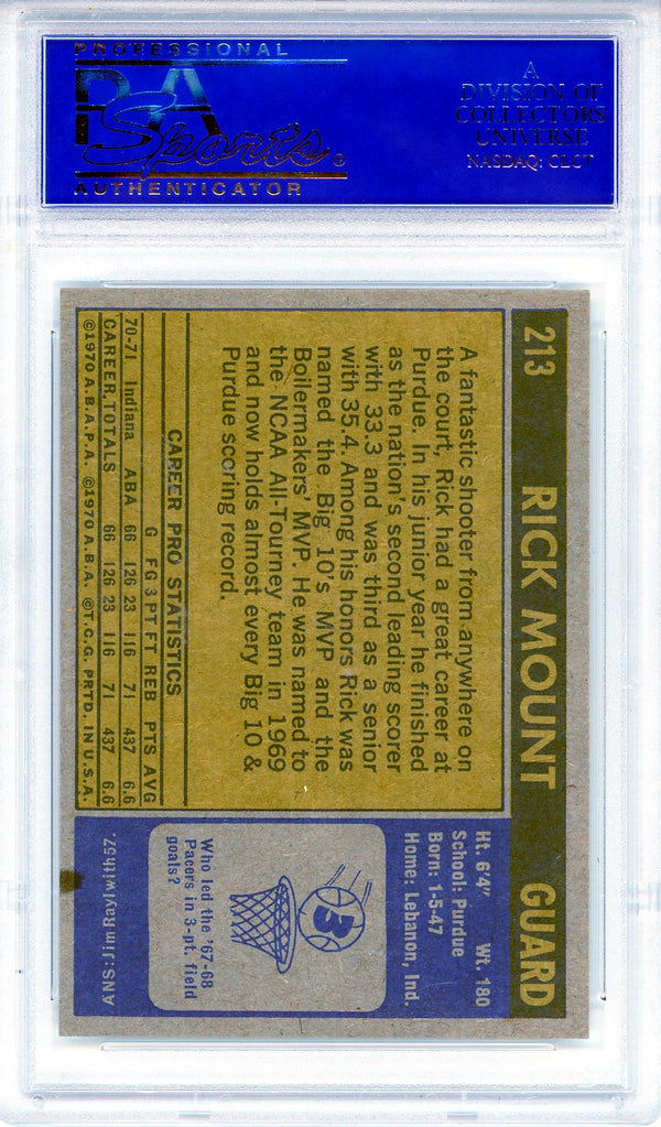 Rick Mount 1971 Topps Card #213 (PSA Mint 9)