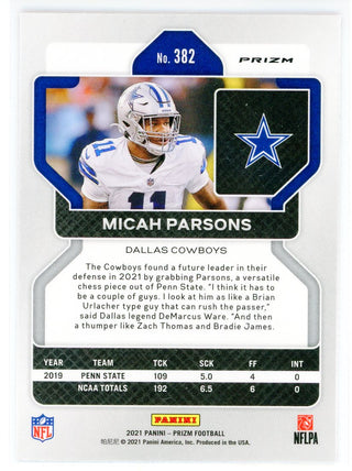 Micah Parsons 2021 Panini Prizm Red Cracked Ice Rookie Card #382