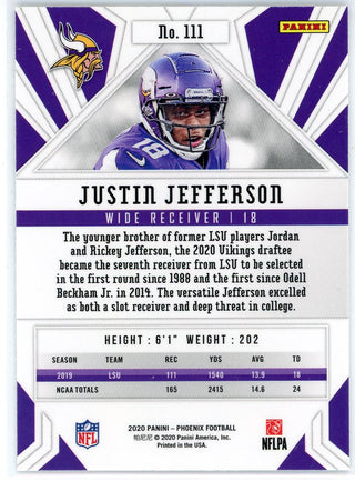 Justin Jefferson 2020 Panini Phoenix Rookie Card #111